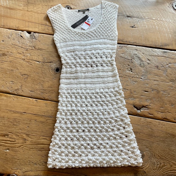 Cynthia Steffe Dresses & Skirts - *NEW* White Crochet Swimsuit Cover Up Mini Dress
